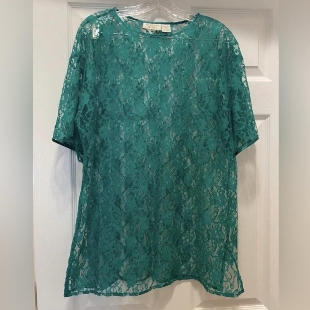 Victoria Vintage ’s Secret Gold Label Teal Lace Top Y2K Size S